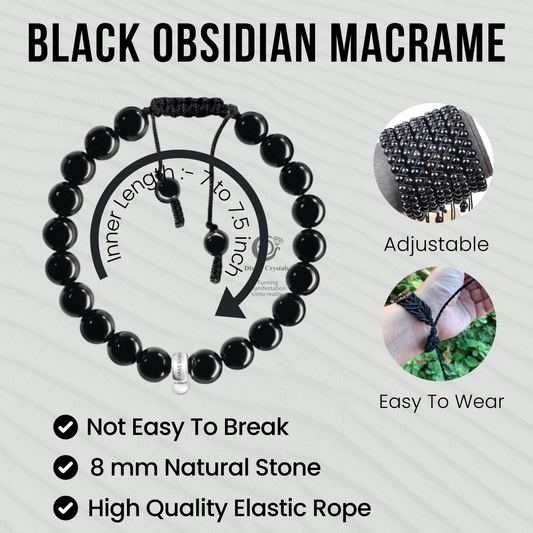 Black Obsidian Macrame Bracelets