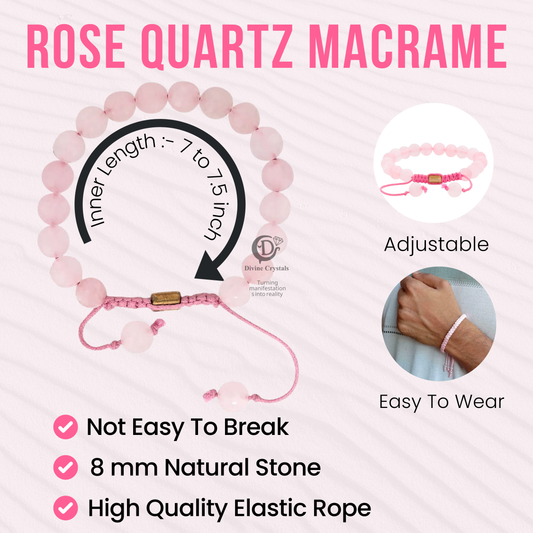 Rose Quartz macrame  Bracelets